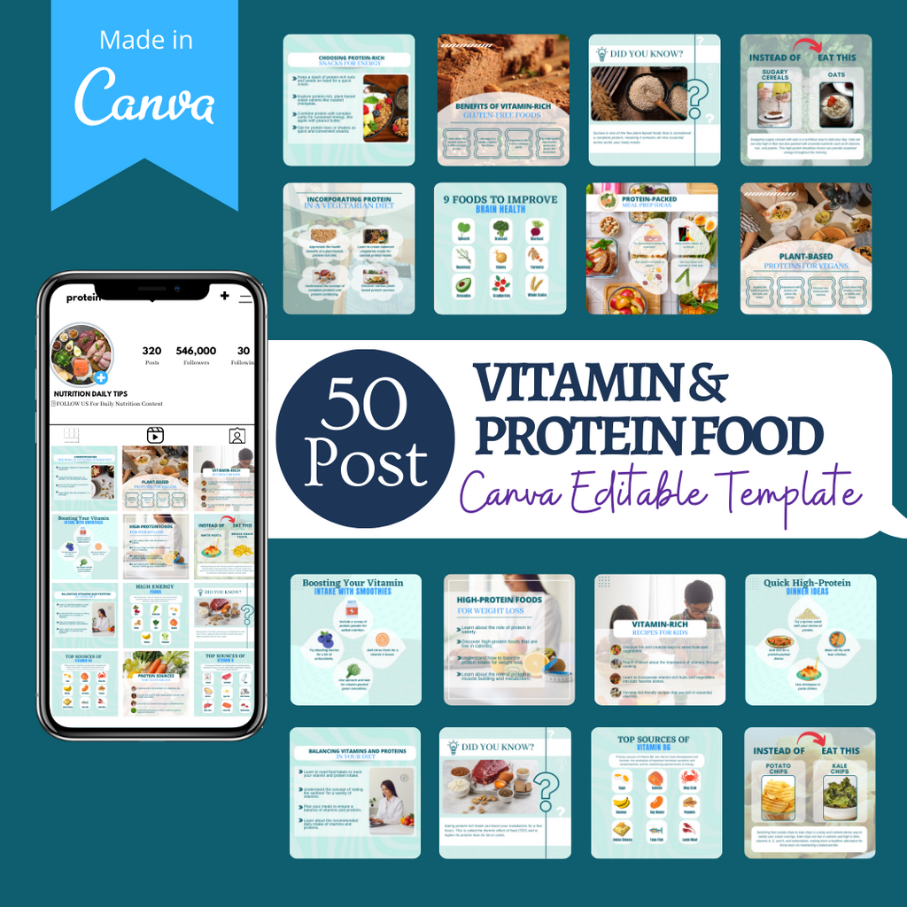 Vitamin &amp; Protein Food Social Media Templates