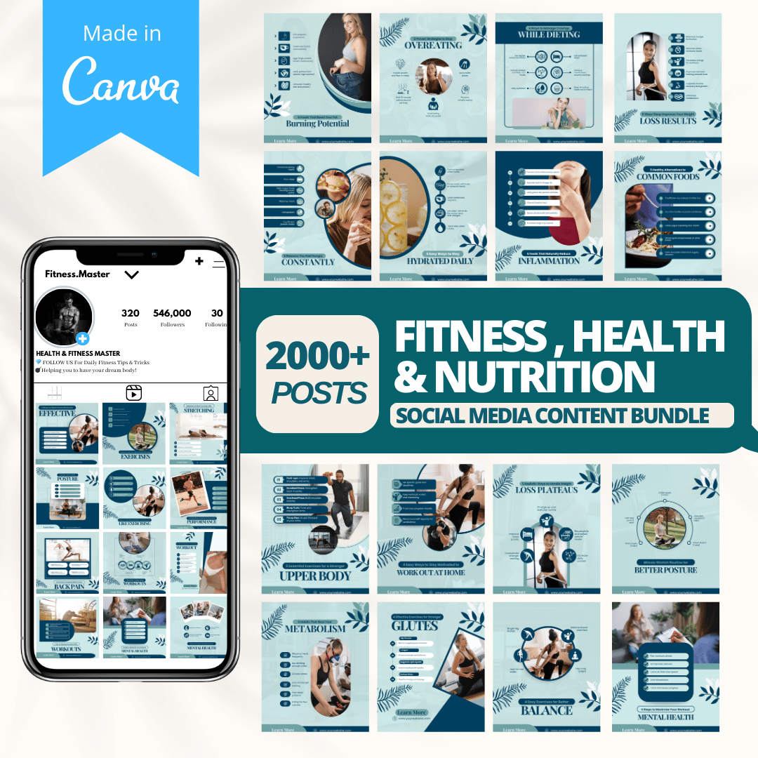 Fitness &amp; Health Social Media Templates Bundle