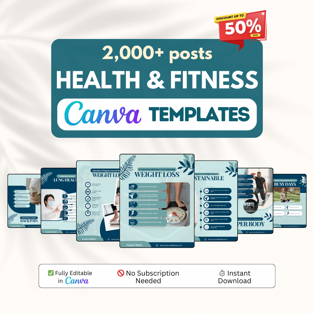 Fitness &amp; Health Social Media Templates Bundle