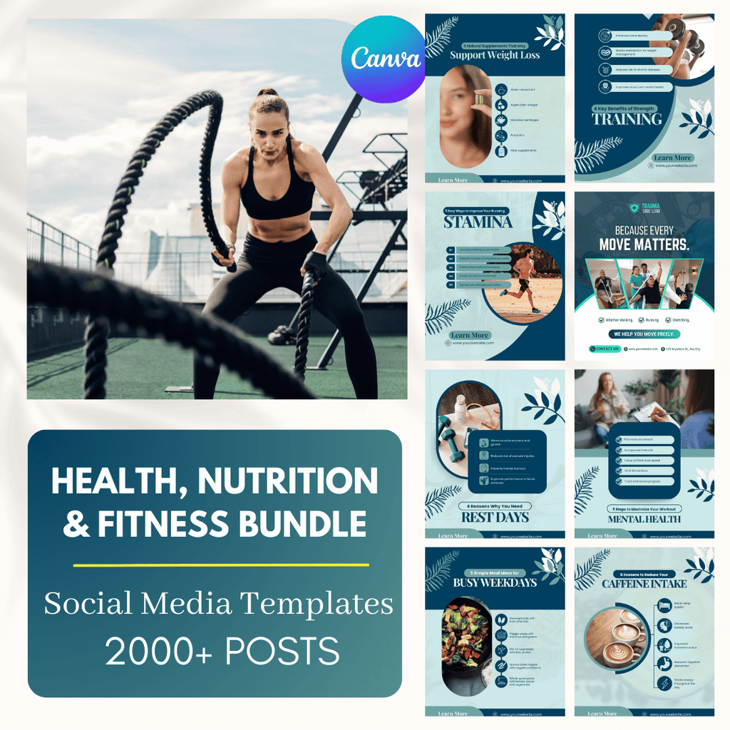 Fitness &amp; Health Social Media Templates Bundle