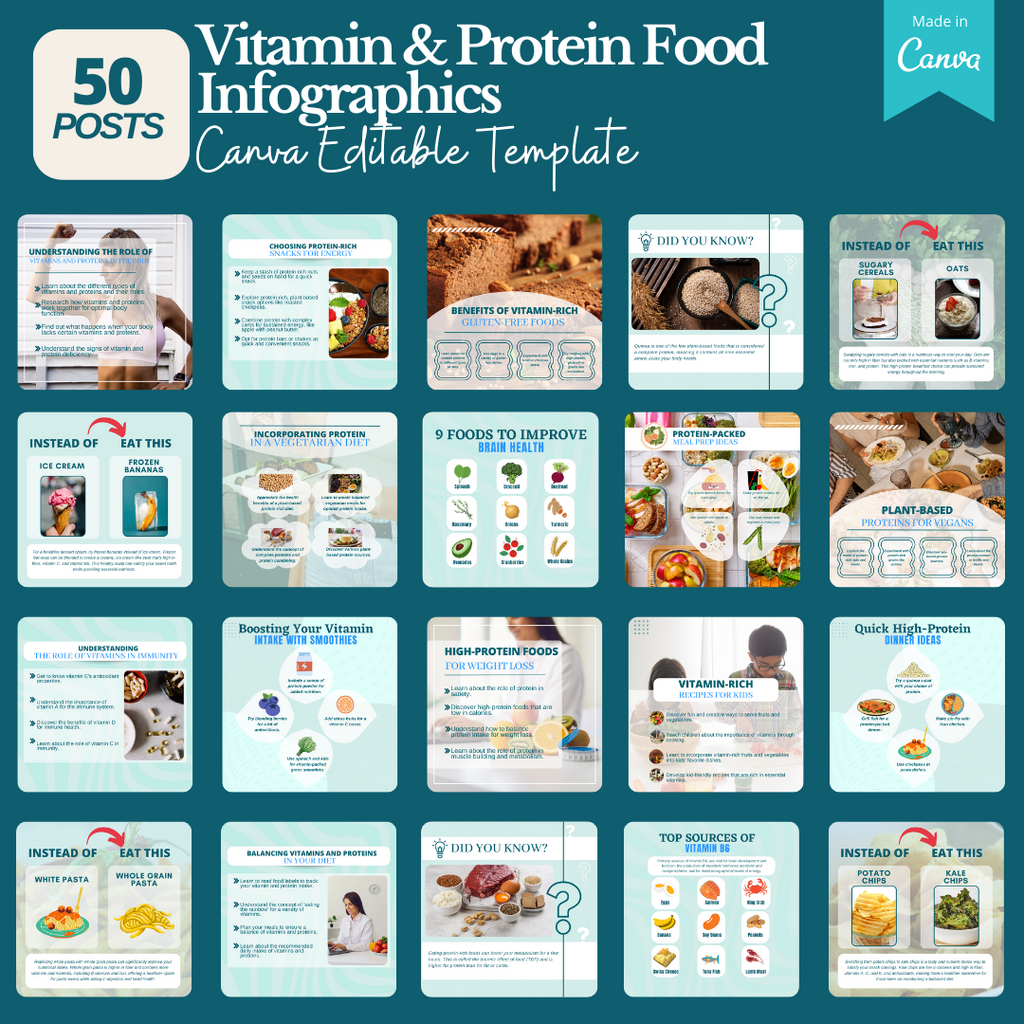 Vitamin &amp; Protein Food Social Media Templates