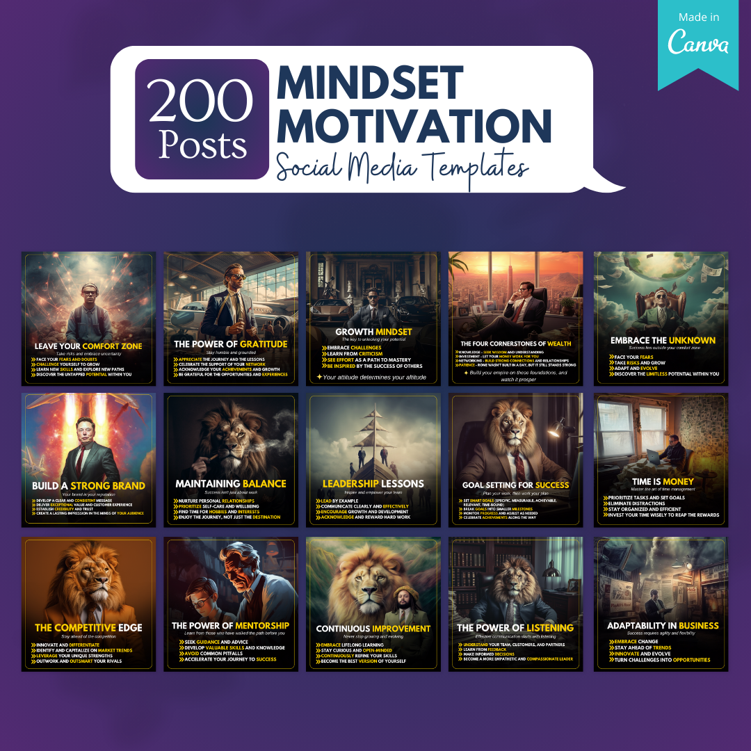 Mindset &amp; Motivation Social Media Templates